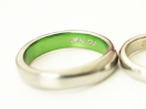 チタン　結婚指輪　グリーン